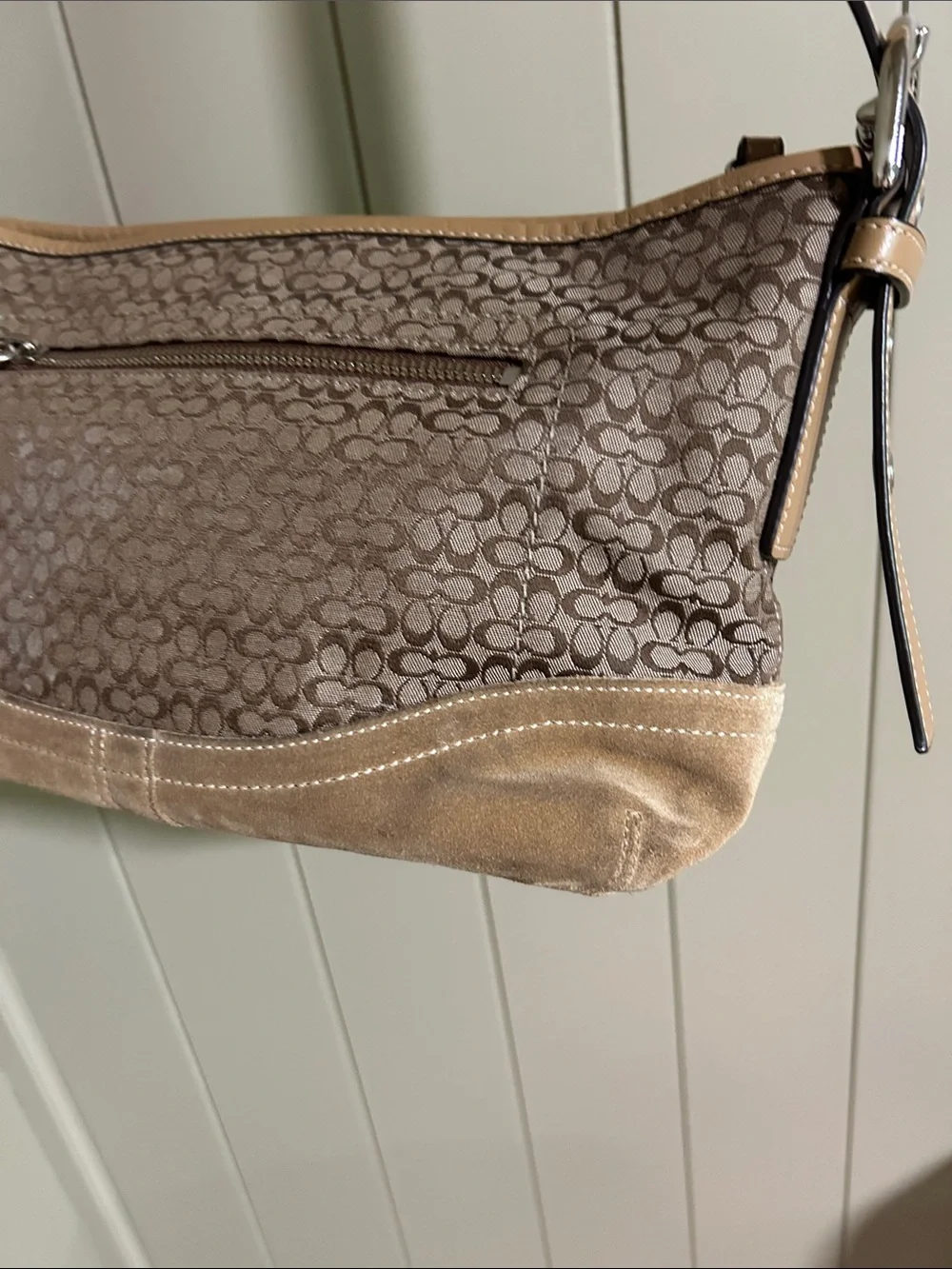 Coach Suede and Monogram shoulder bag